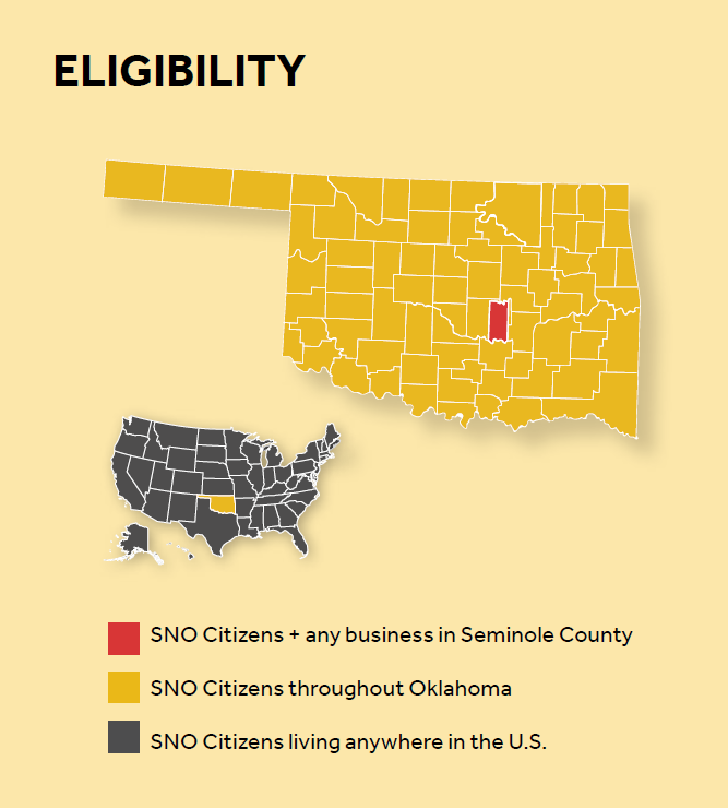 map that shows that any business in Seminole County, and any Seminole citizen living anywhere in the US is eligible.